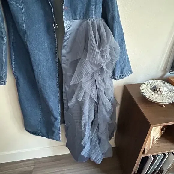 Annabelle Asymmetrical Ruffle Denim Dress M - Picture 7 of 9